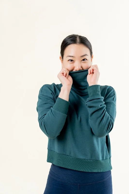 All Time Cropped Pullover - Midnight Green Earthy Women's Hemp - based