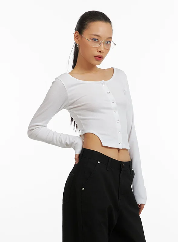 Snap Buttoned Crop Top IA417 Dynamic Women's High - energy