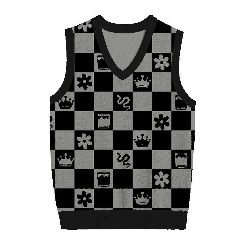 Reputation Checkered Knit Vest Bohemian Women's Free