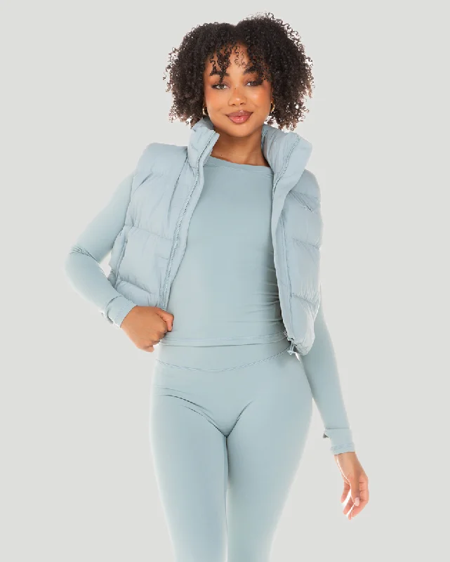Cropped Puffer Vest - Sea Foam Stylish Women's Tropical 