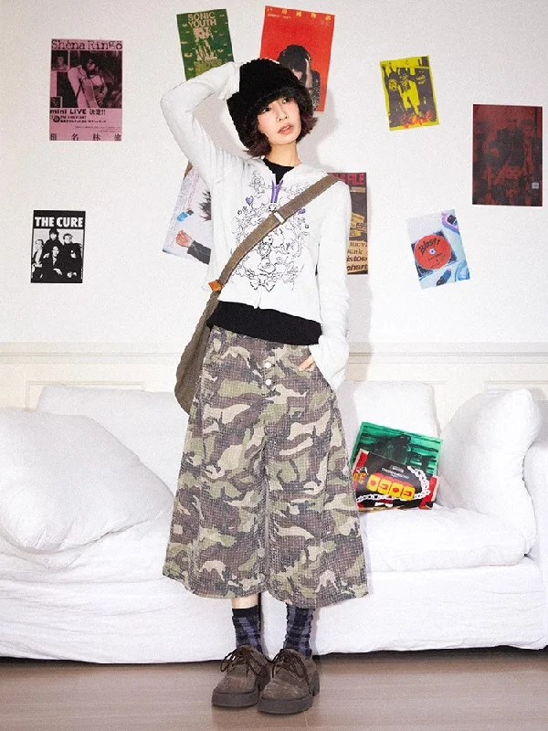 Retro-style distressed camouflage pants【s0000011545】