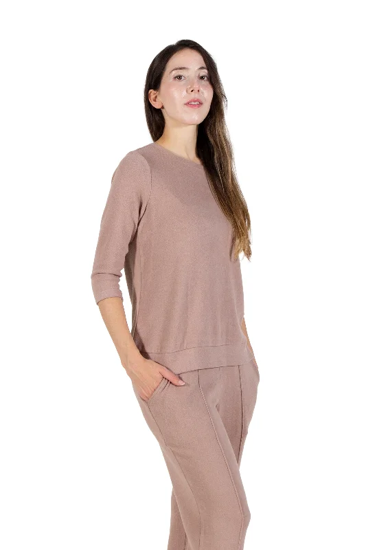 Comfort Luxe Collection Cozy Knit Crew Neck Tee Earthy Women's Hemp - based