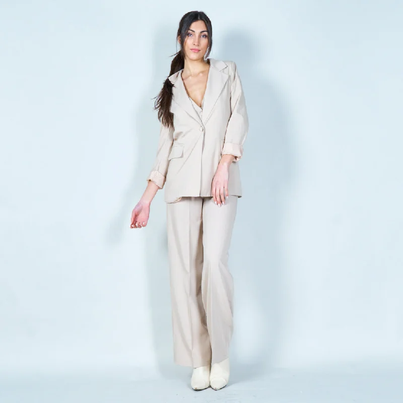Rolled-sleeve pinstripe blazer wholesale Cozy Women's Winter