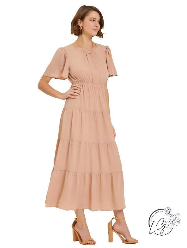 Elegant Ease Tiered Midi Dress Cozy Women's Sherpa - lined