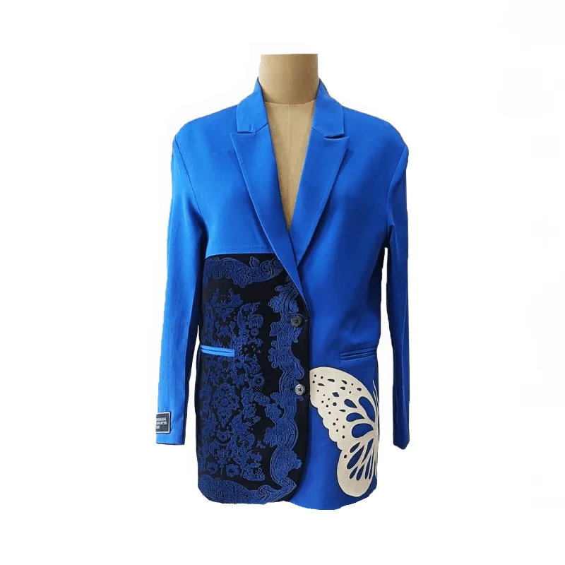 Electric Blue Single-Breasted Blazer Contemporary 