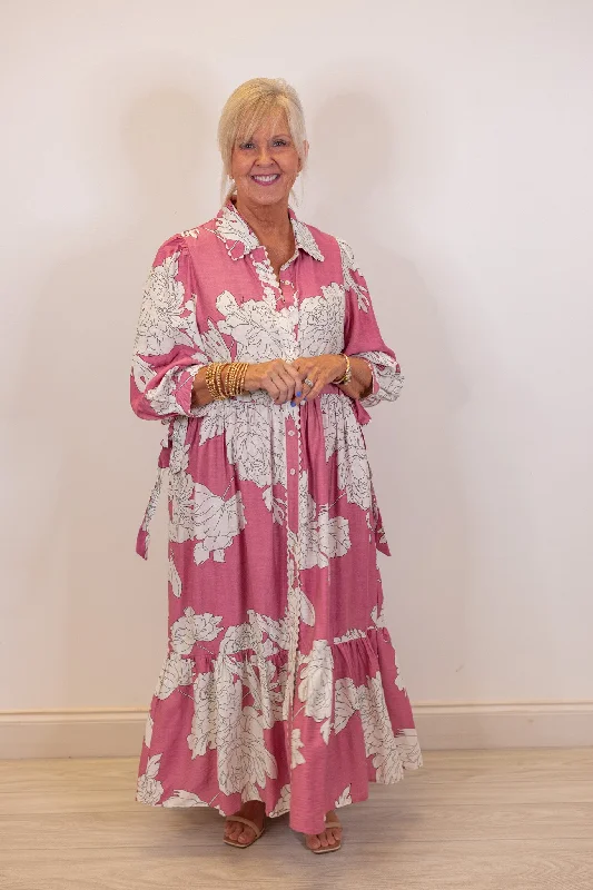 Charmed Petals Pink Midi Dress Sharp Women's Italian