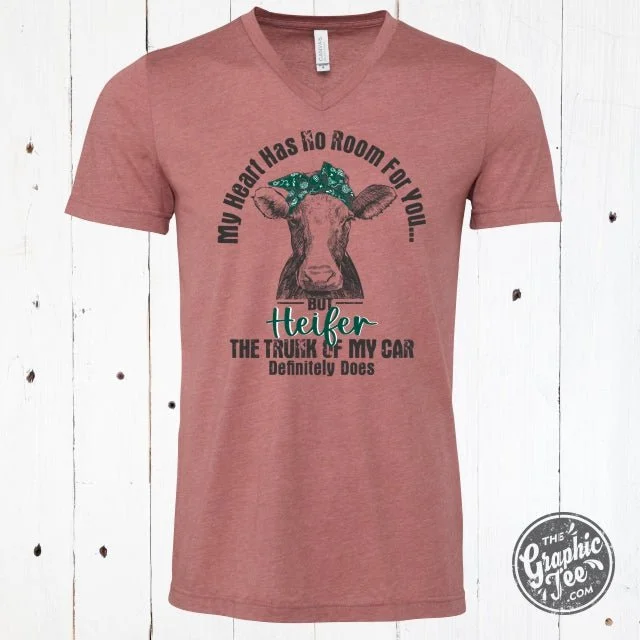 My Heart Has No Room For You... Short Sleeve V-Neck Tee Elegant Women's Formal 