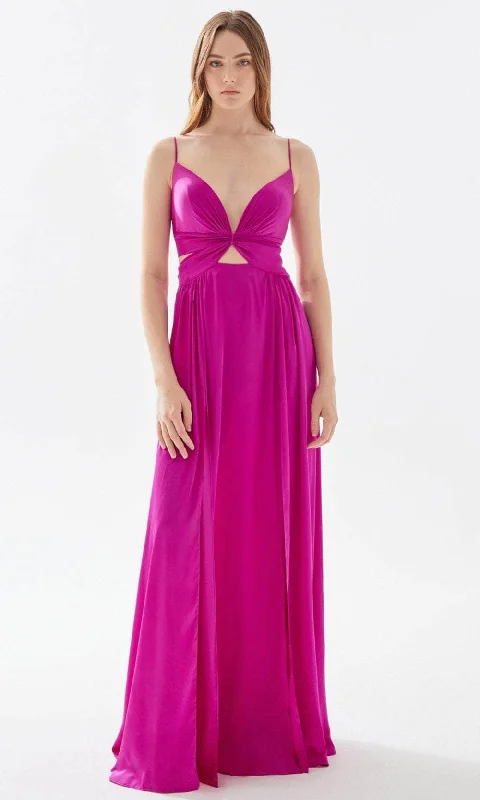 Tarik Ediz 52005 - Butterfly Motif A-line Soft Dress Compression