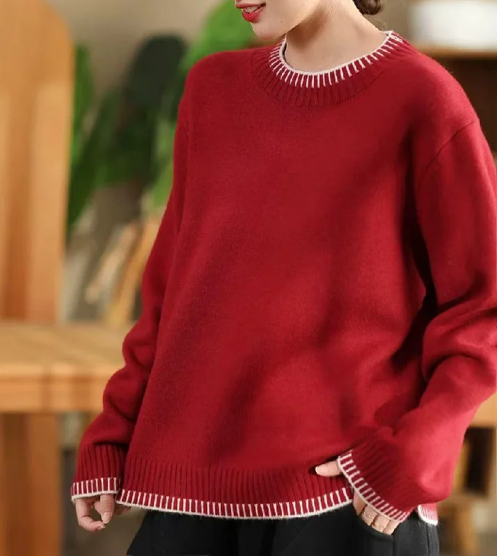 Casual Mock Neck Loose Knit Sweater for Women Refined Women's Hand - crafted