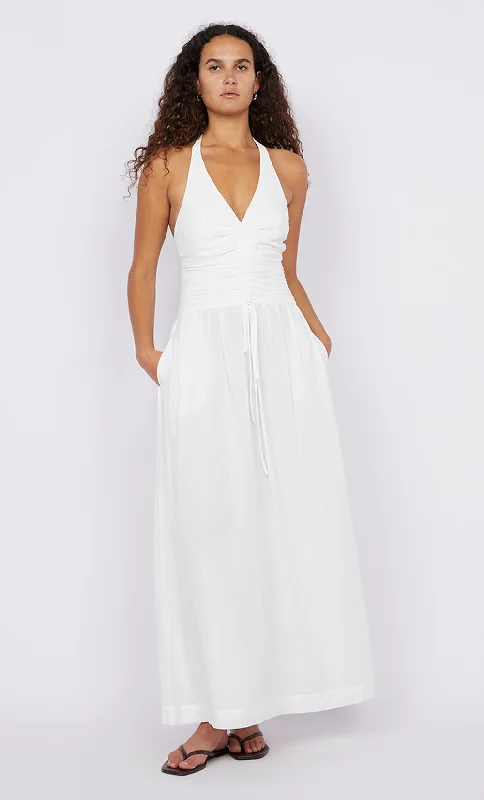 FRANCA HALTER DRESS - WHITE