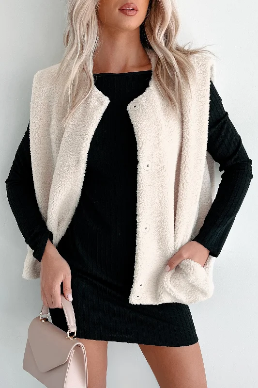 Took A Chance Oversized Sherpa Vest (Cream) British Gentlewoman Style