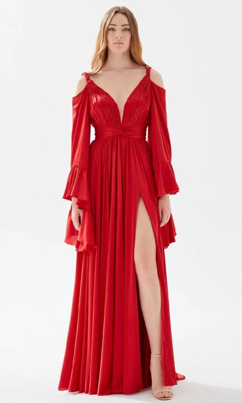 Tarik Ediz 52051 - Shirr Ornate A-Line Prom Dress Modern Women's Tech