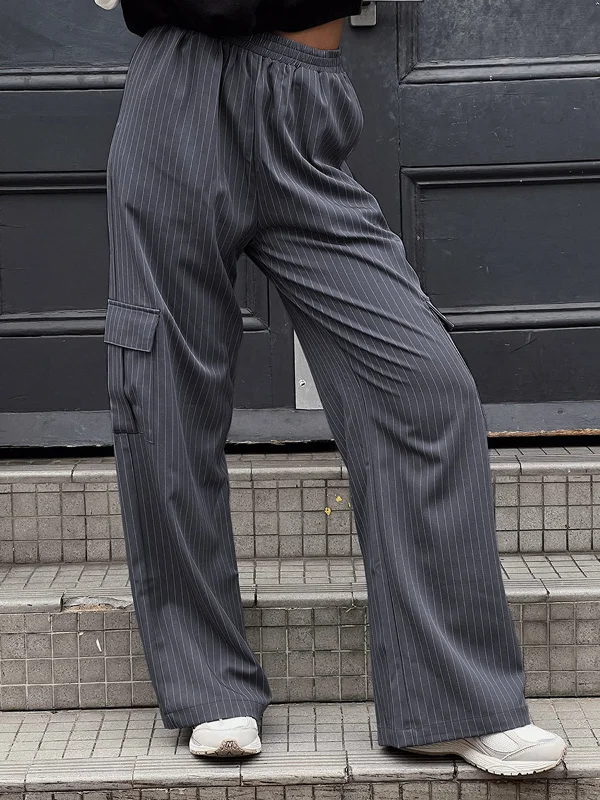 BerryBetty - Street Pinstripe Cargo Pants Practical Women's Multi - 