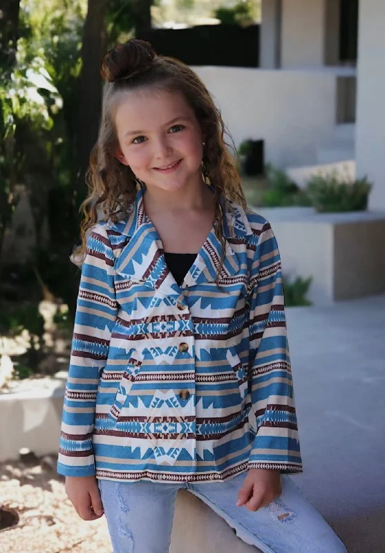 Girls Aztec Blazer Scandinavian