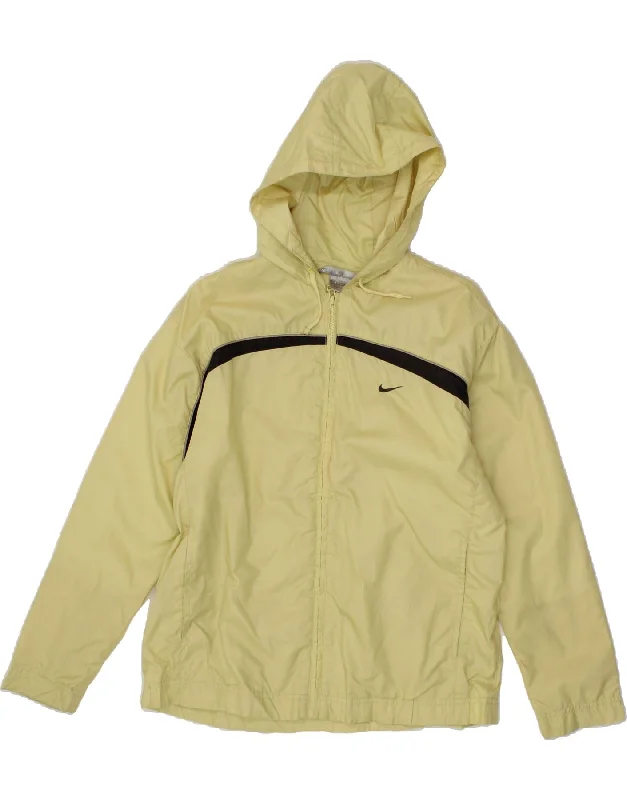 NIKE Womens Hooded Rain Jacket US 4/6 Small Yellow Polyester