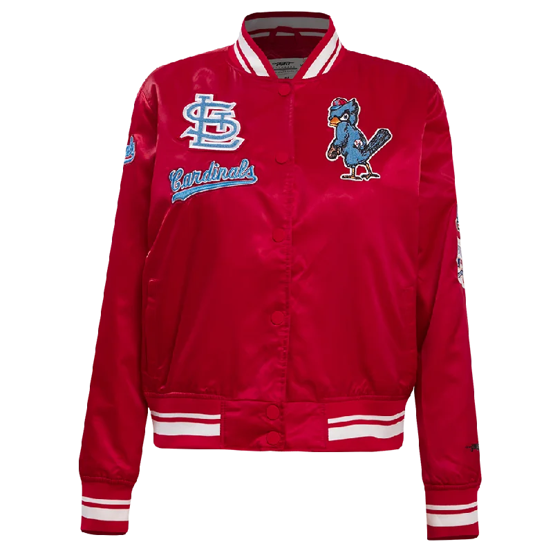 MLB ST. LOUIS CARDINALS RETRO CLASSIC WOMEN'S RIB SATIN JACKET (RED)