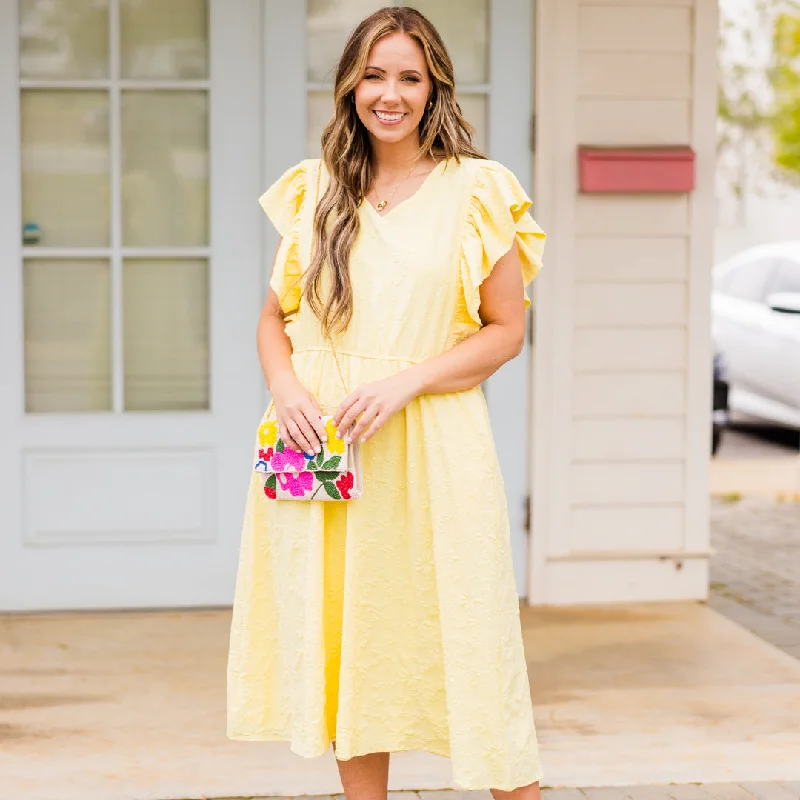 Busy Lizzy Dress, Lemon Unique Women's Upcycled