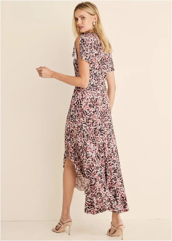 Surplice Maxi Dress  - Cream Multi Streetwear Style for 