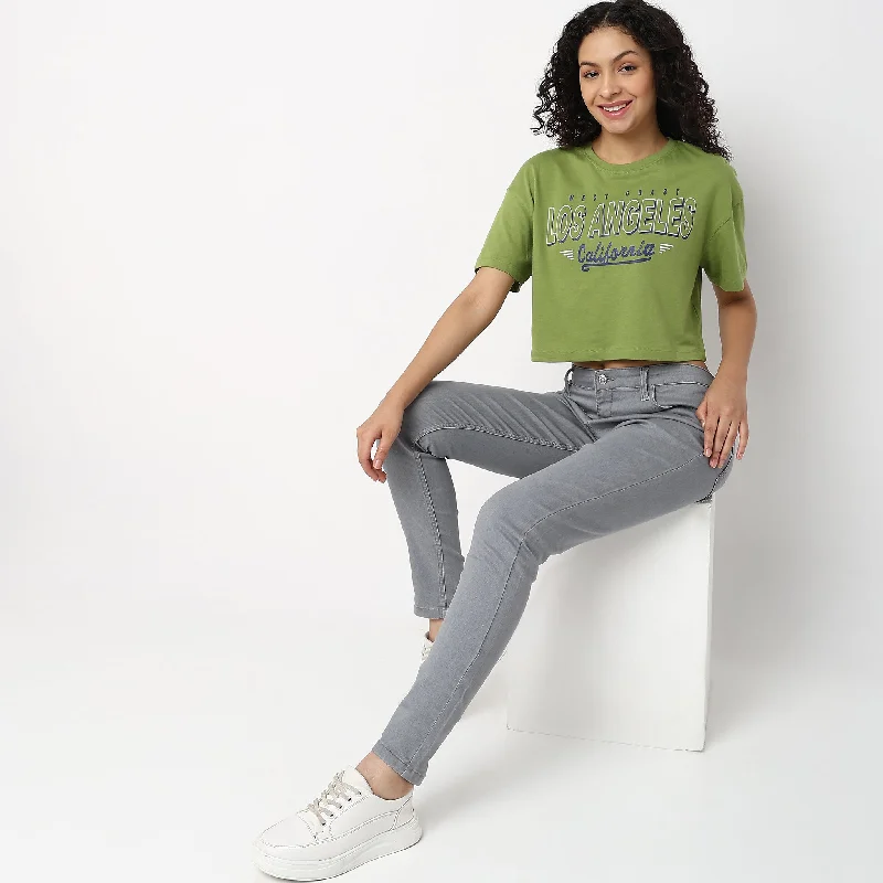 Boxy Fit Graphic T-Shirt Trendy Women's 