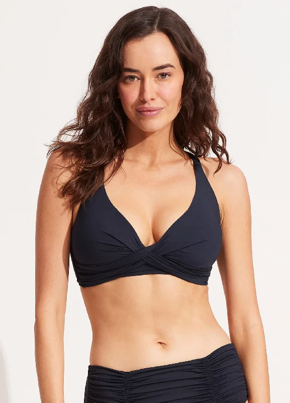 Seafolly Collective DD Double Wrap Front Bra - True Navy Edgy Women's Punk