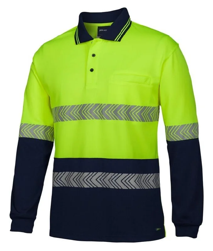 Hi Vis L/S Segmented Tape Polo Gym