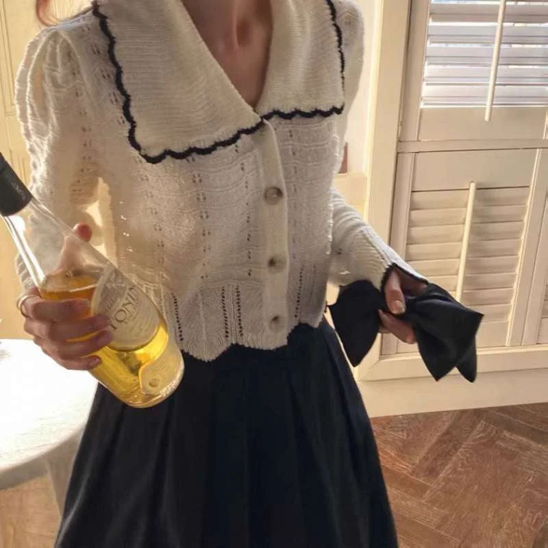 Vintage French Lace Knit Cardigan Wholesale Women Clothing Trendy Women's 