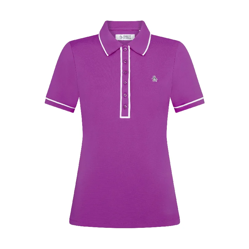 SIZE L - ORIGINAL PENGUIN Veronica Polo OGKSE048 Purple Cactus Relaxed Women's Beachy SIZE L - ORIGINAL PENGUIN Veronica Polo OGKSE048 Purple Cactus Relaxed Women's Beachy