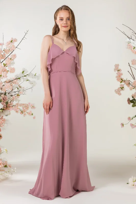 Sheath Sweep-Brush Train Chiffon Bridesmaid Dress CB0472 Feminine Women's Soft 