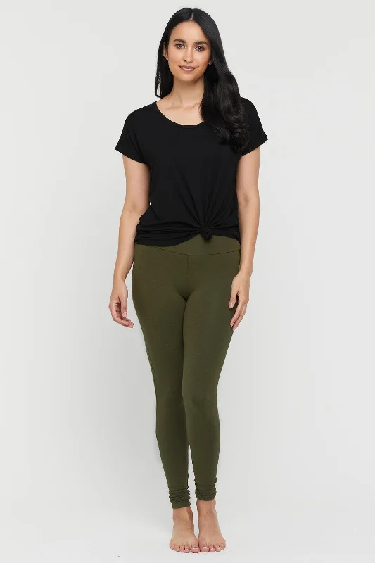 Soft Bamboo Leggings - Dark Olive Classic Women's Tweed