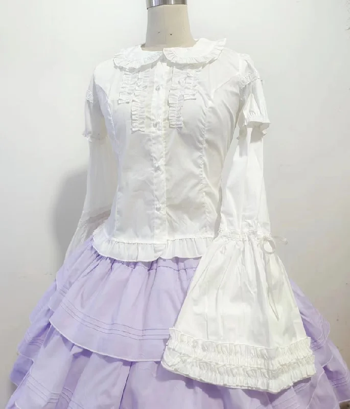 Sweet Angel~Daily Lolita Splicing Sleeve Shirt Relaxed Women's 