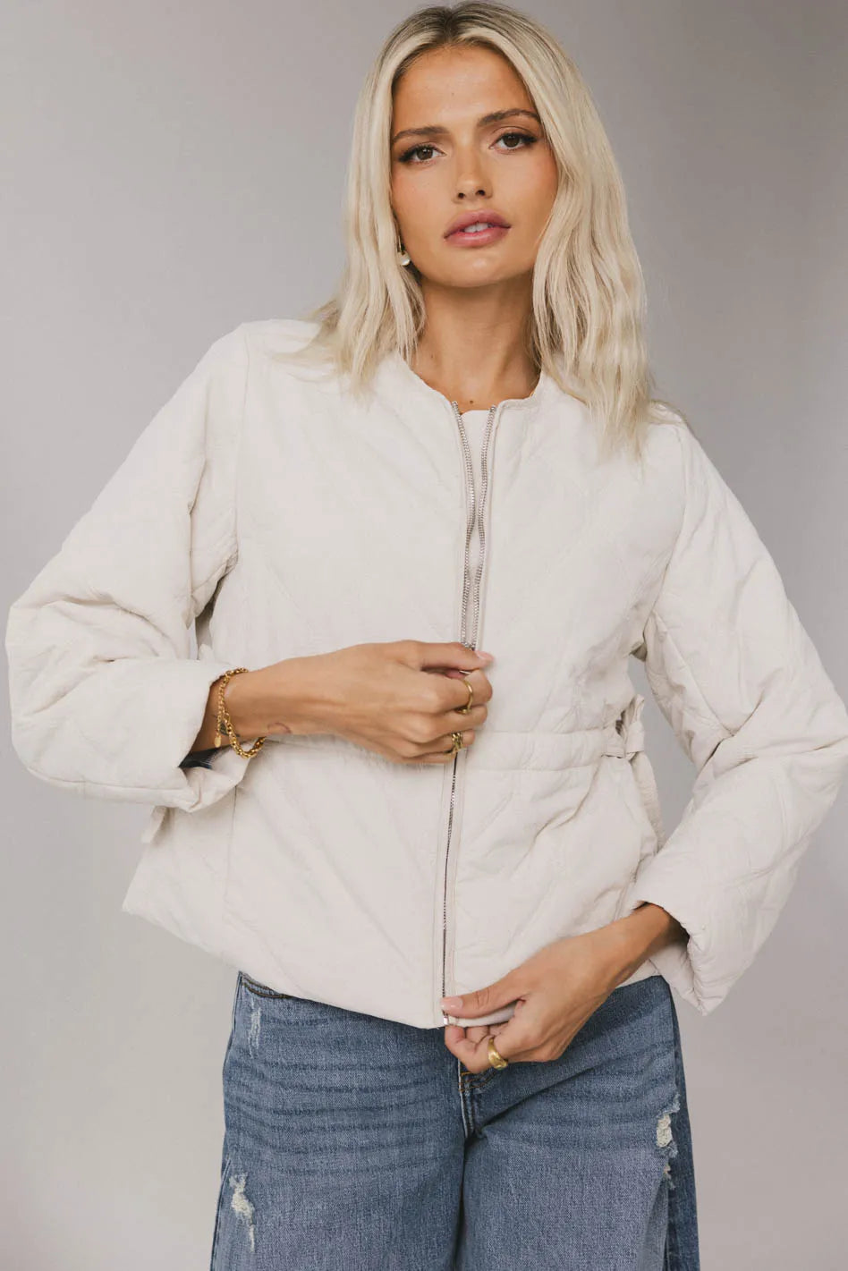 Zola Quilted Jacket in Bone Modern Women's 