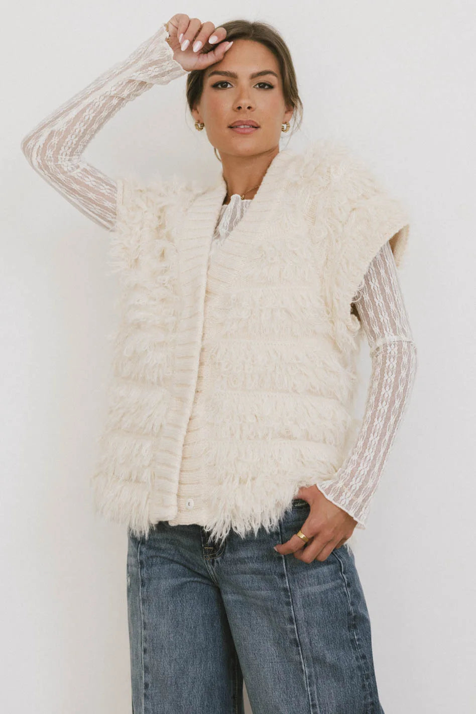 Ratanna Texture Knit Cardigan Sleek Women's Metallic