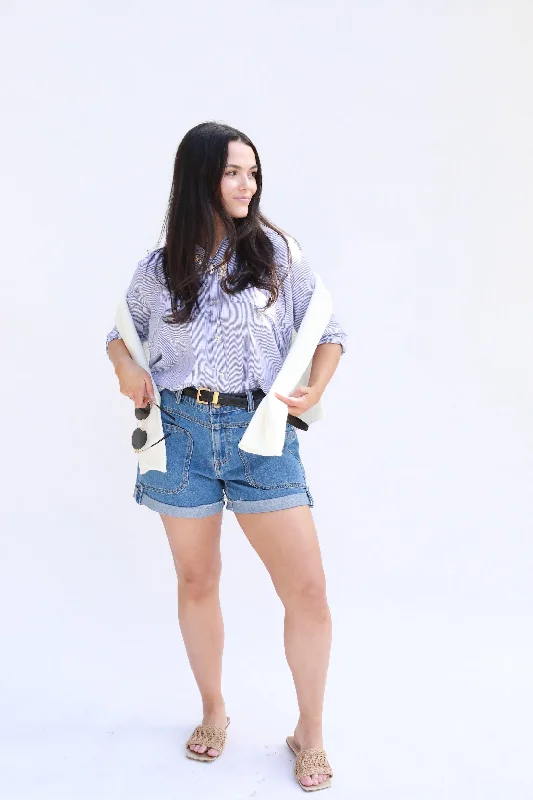 Striped Button-Down Top Cashmere