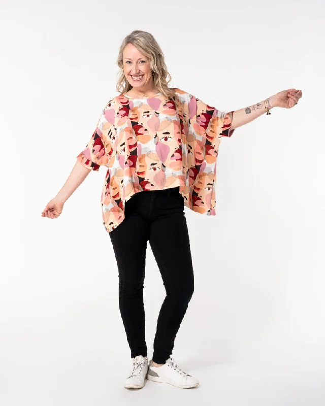 Chloe Top - Faces - Pinks Monochromatic Office Style
