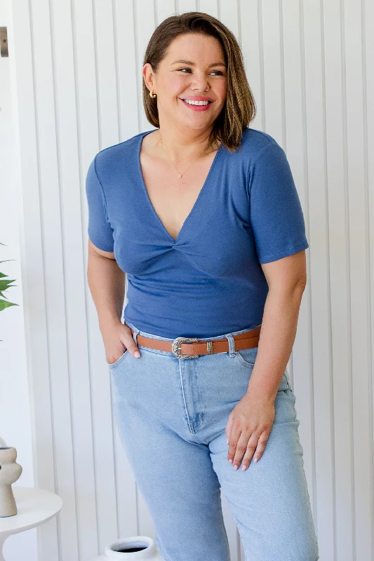 Annie Twist Tee Navy Trendy Women's Oversized