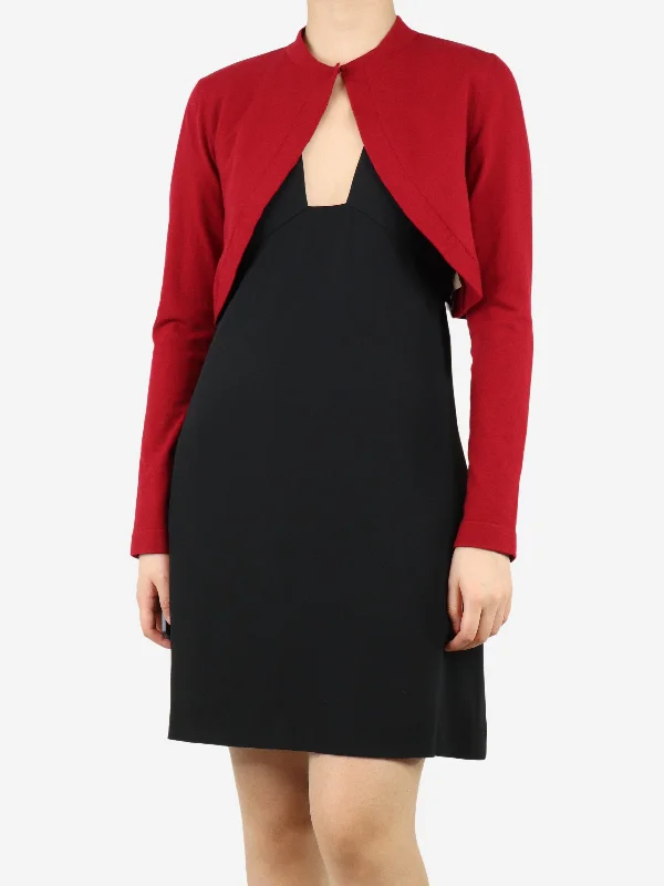 Red cropped cardigan - size UK 14 Gym
