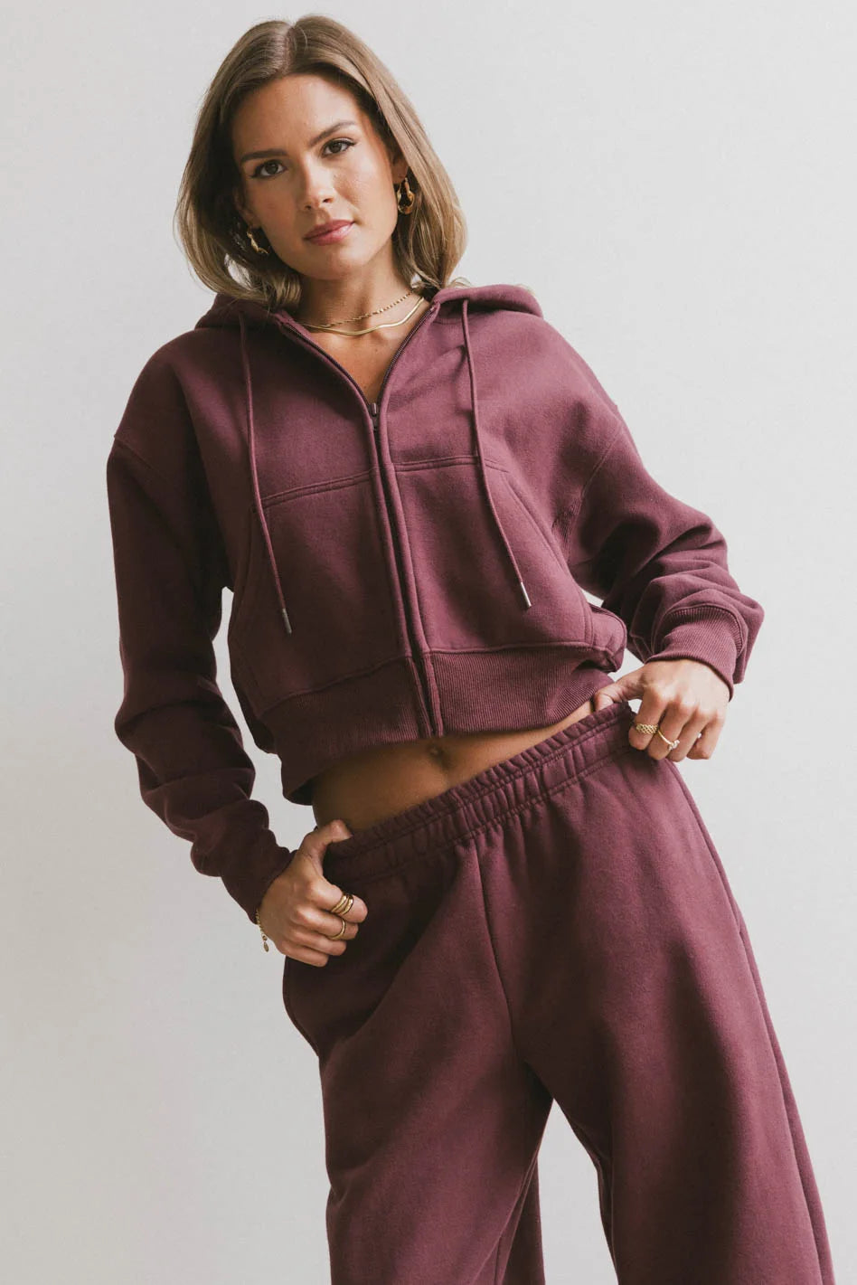 Ezra Zip Up in Burgundy Edgy Women's Punk
