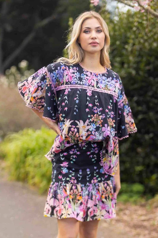 Tina Top Black Floral Street