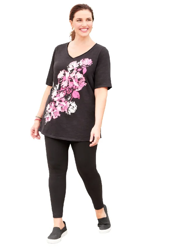Placement Print Tee Artistic Women's Hand - painted