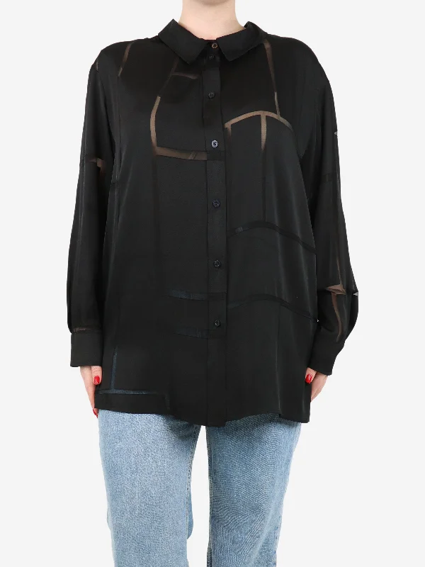 Black long-sleeved shirt - size UK 10 Traditional Women's 
