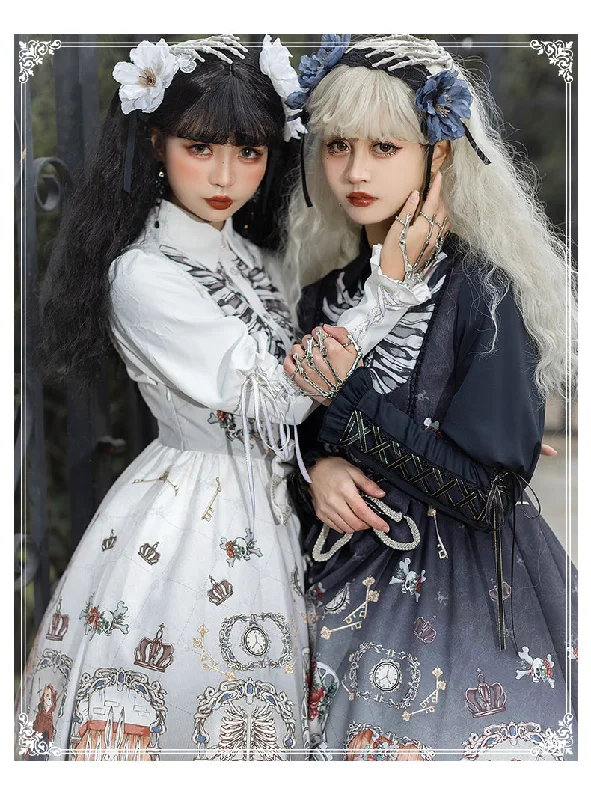 YingLuoFu~Black Fairytale~Gothic Twins Lolita JSK Youthful Women's Pop