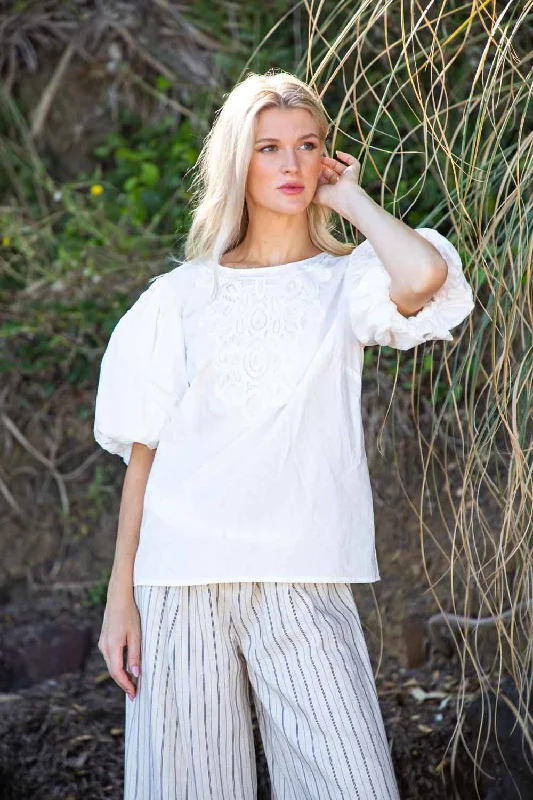 Cloud Top White Lace Artistic Women's Hand - painted