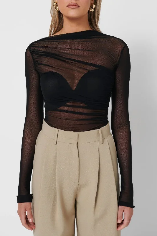Mauve Mesh Bodysuit - Black Sporty Women's Tennis