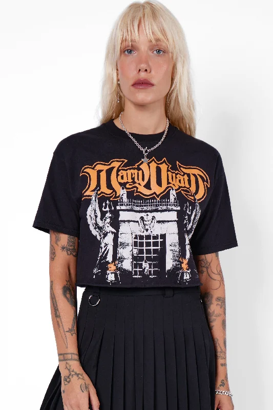 Oblivion Cropped Cut-Off Tee Trendy Women's 