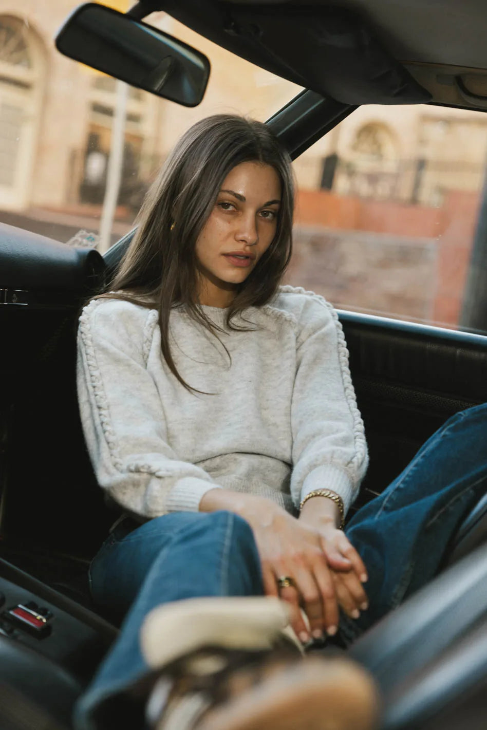 Leony Braided Sweater in Grey Monochromatic Office Style
