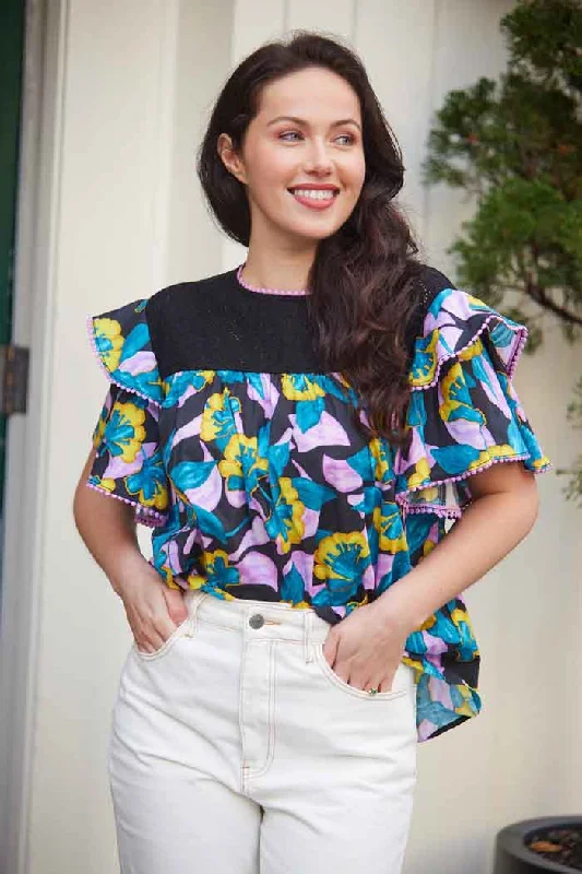 Trina Top Print Earthy Women's Hemp - based