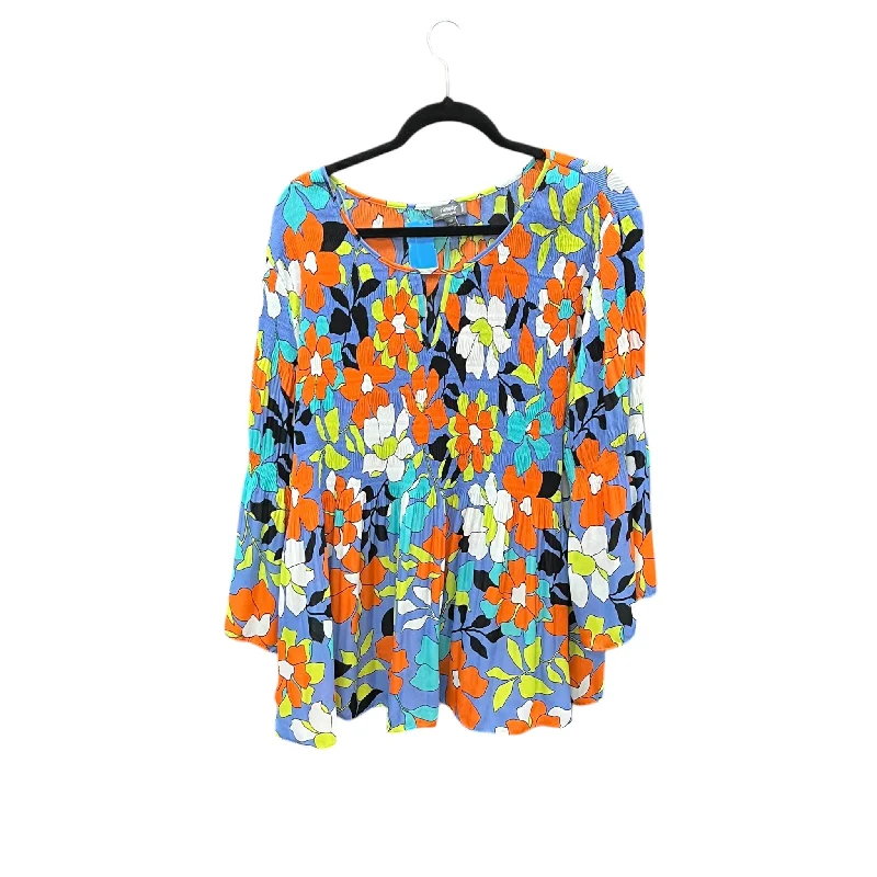 Top Long Sleeve By Ninety Woman In Floral Print, Size: 3x Women