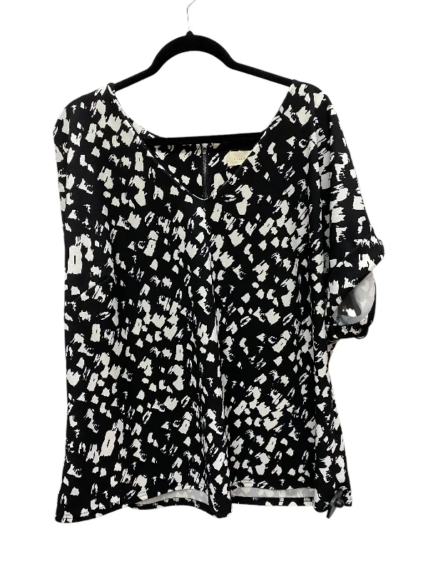 Top Short Sleeve By Melloday In Black & White, Size: 2x performance