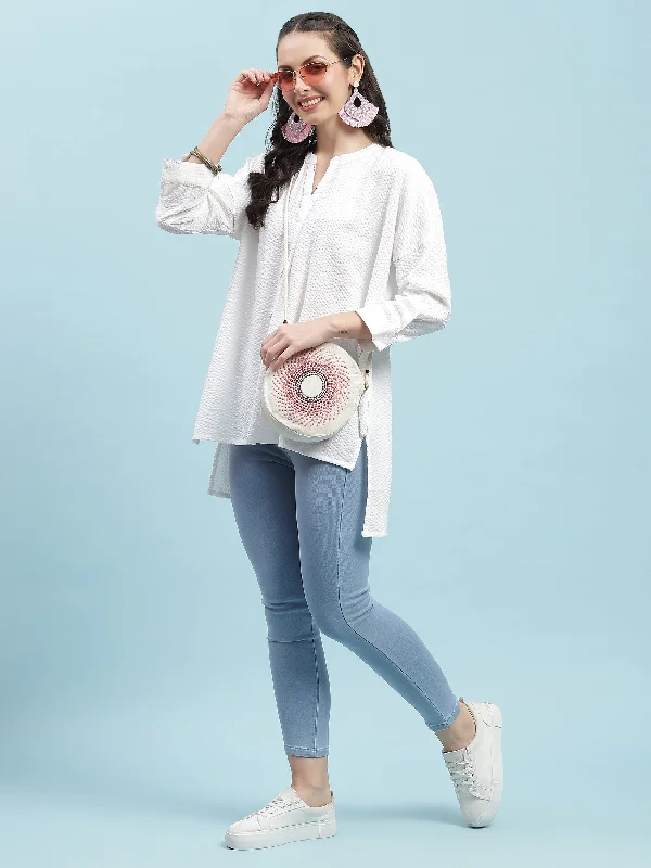 Women White Solid Boxy Tunic Athletic Women's 