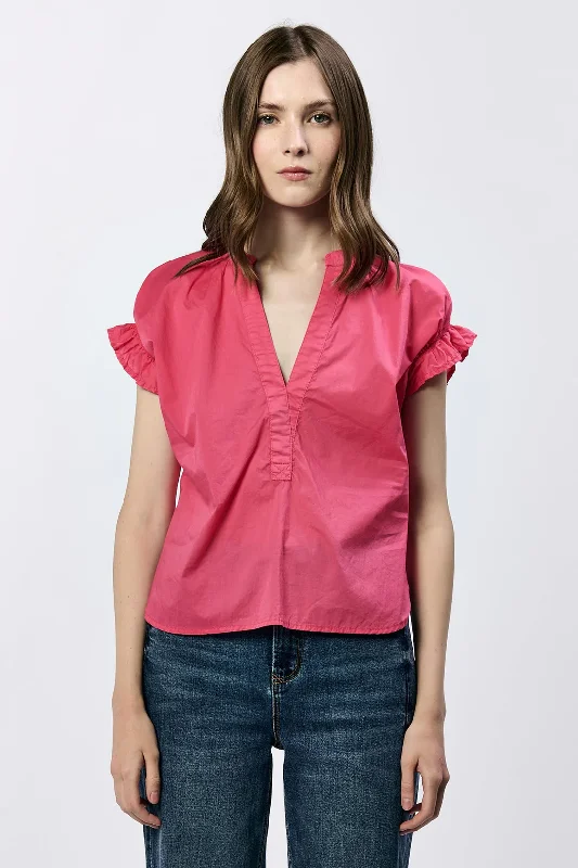 [Dear John] Julia V-neck Blouse - Raspberry Refined Women's Hand - crafted